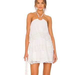 Worn-Once Tularosa Penelope Halter Mini Dress | Large | White Eyelet | Lined